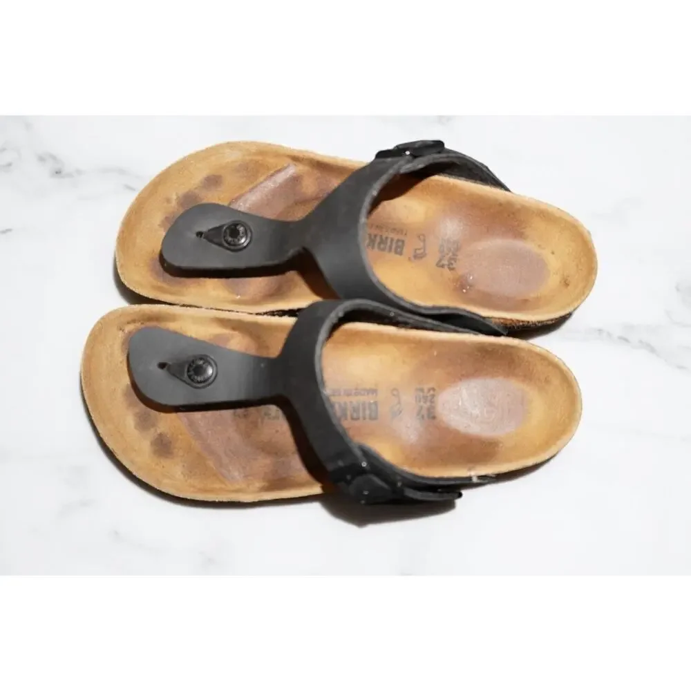 Birkenstock Gizeh Black Leather Sandals Women’s Size 37 (US 6-6.5) Germany